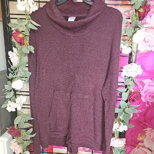 Members Mark Women's Cowl Neck Textured Burgundy Pullover Sweater Size XXL